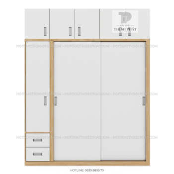 Tủ Quần Áo 2 Tầng Cửa Lùa Kết Hợp Cửa Mở TQA121 (2m x 2m5)