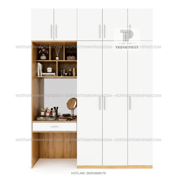 Tủ Quần Áo 2 Tầng Kết Hợp Bàn Trang Điểm TQA134 (2m x 2m5)