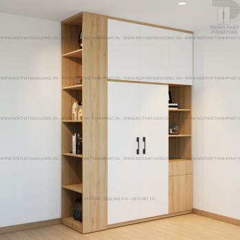 Tủ Quần Áo 2 Tầng, Kịch Trần Có Kệ Trang Trí, Gỗ Công Nghiệp MDF...