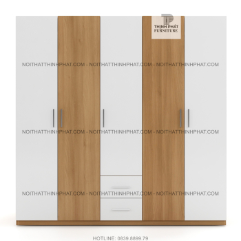Tủ quần áo 2m x 2m, 5 cửa mở, kiểu dáng sang trọng TQA15