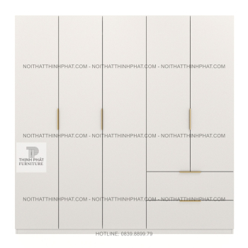 Tủ Quần Áo 5 Cánh Gỗ MDF Melamine Nhiều Khoang Treo Và Hộc Kéo Rộng Tại...