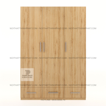 Tủ Quần Áo Gỗ MDF Màu Sồi Sáng 3 Cánh 3 Ngăn Kéo Kiểu Dáng Hiện Đại...