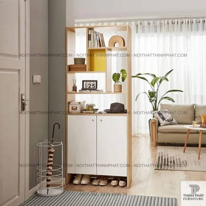 Tủ Để Giày Dép Kết Hợp Kệ Decor Chia Ô, Phối Màu Trẻ Trung Hiện Đại TG15