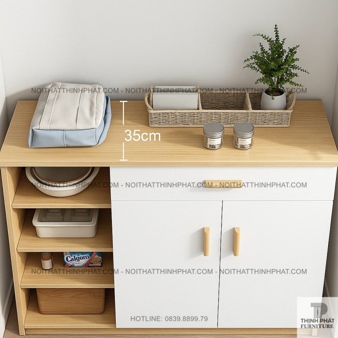 Tủ Giày Dép Gỗ Công Nghiệp 2 Cánh, 1 Hộc Kéo Và Kệ Mở Đa Năng Tiết Kiệm Diện Tích TG19