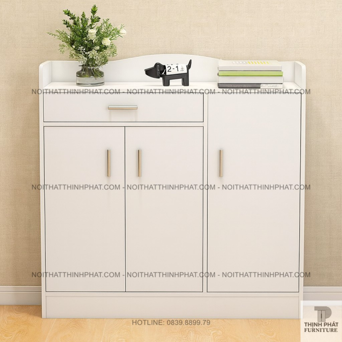 Tủ Giày Dép Gỗ MDF 3 Cánh Kèm Ngăn Kéo Tiện Lợi Kiểu Dáng Tối Giản TG05