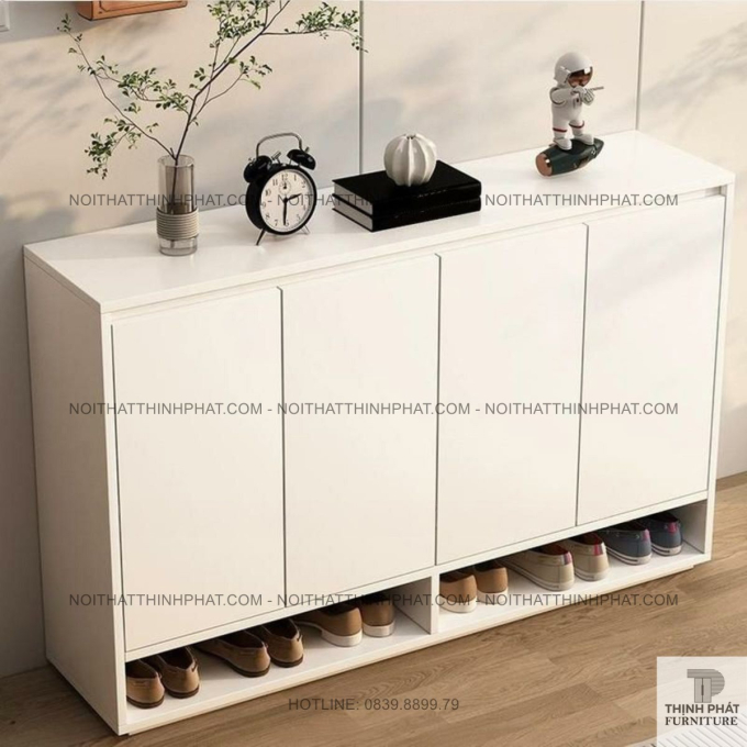 Tủ Giày Dép Gỗ MDF 4 Cửa, Nhiều Ngăn Chứa Rộng Rãi Kèm Kệ Hở Tiện Lợi TG21