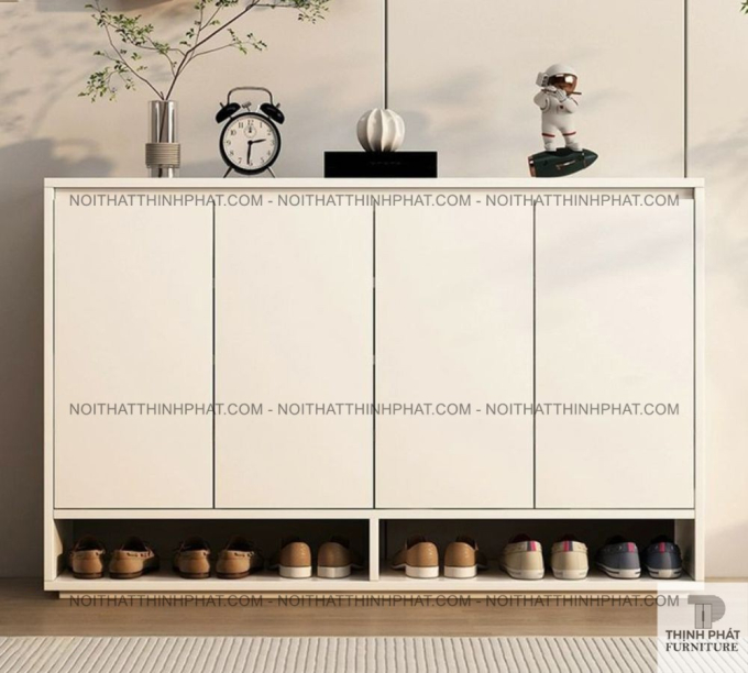 Tủ Giày Dép Gỗ MDF 4 Cửa, Nhiều Ngăn Chứa Rộng Rãi Kèm Kệ Hở Tiện Lợi TG21