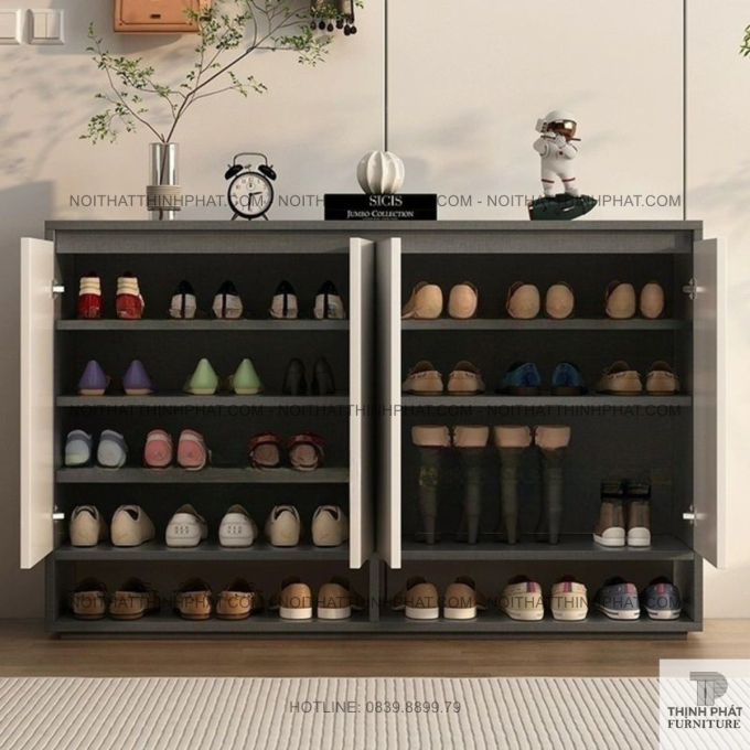 Tủ Giày Dép Gỗ MDF 4 Cửa, Nhiều Ngăn Chứa Rộng Rãi Kèm Kệ Hở Tiện Lợi TG21