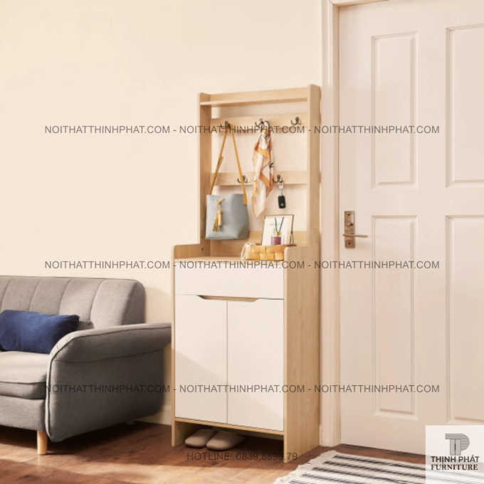 Tủ Giày Dép Kèm Kệ Treo Mũ Áo, Thiết Kế Gọn Gàng Cho Sảnh Nhà TG33