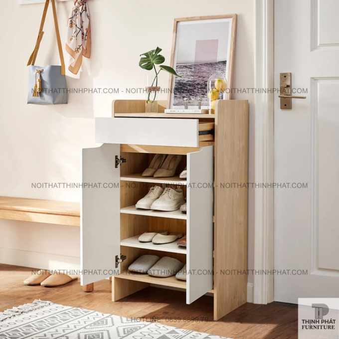 Tủ Giày Dép Nhỏ Gọn Kiểu Hàn Quốc, Cửa Mở Tiện Lợi, Có Ngăn Kéo TG01