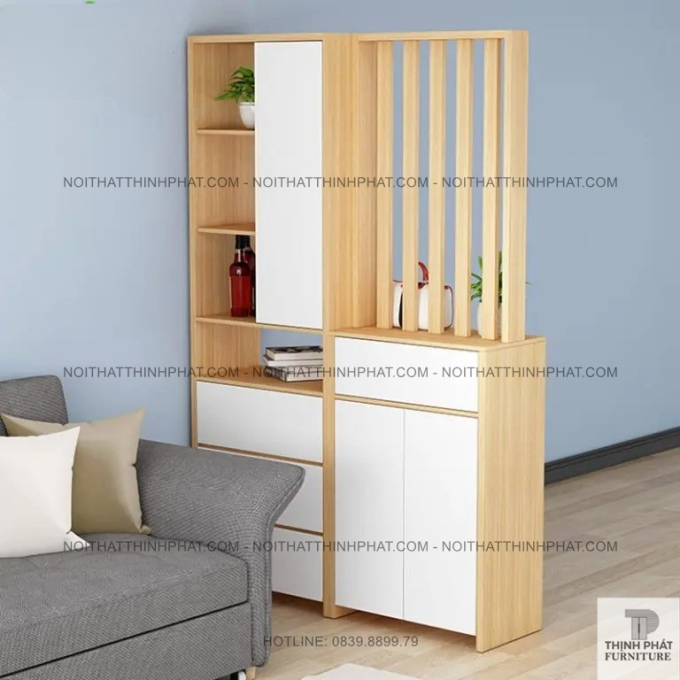 Tủ Giày Gỗ Công Nghiệp Kèm Vách Ngăn Trang Trí, Nhiều Ngăn Kéo Tiện Lợi, Kiểu Dáng Hiện Đại TG27