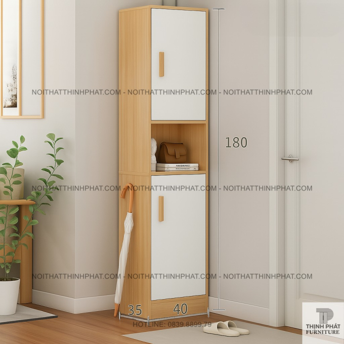 Tủ Giày Gỗ MDF Phủ Melamine Đứng Cao 180cm Thiết Kế Nhỏ Gọn Tiết Kiệm Diện Tích TG16
