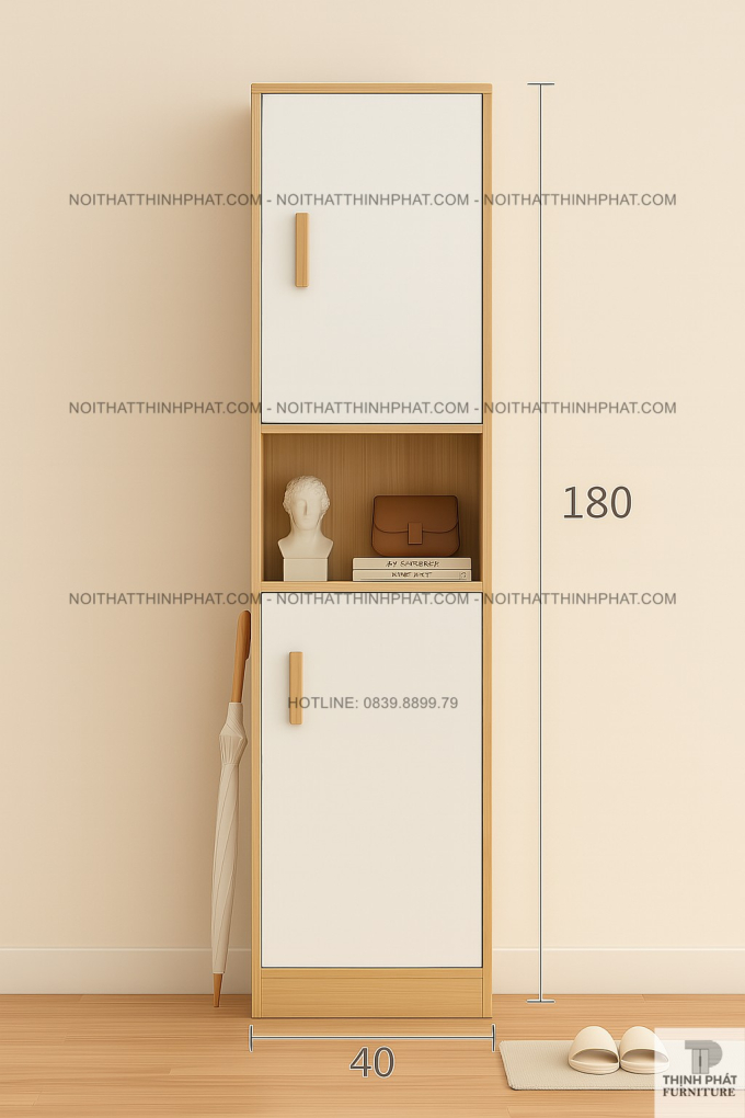 Tủ Giày Gỗ MDF Phủ Melamine Đứng Cao 180cm Thiết Kế Nhỏ Gọn Tiết Kiệm Diện Tích TG16