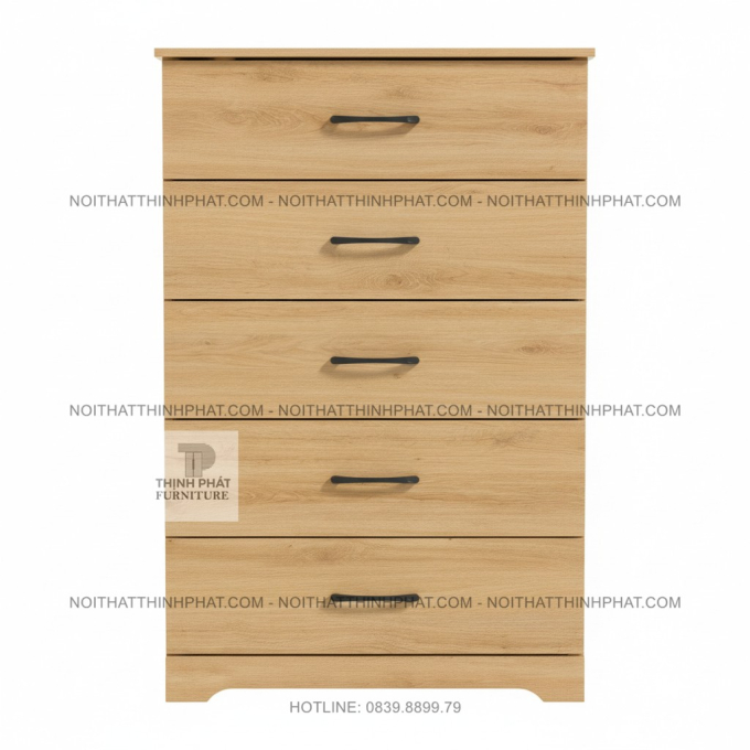 Tủ Hộc Kéo 5 Ngăn Gỗ MDF Màu Sồi Sáng Hiện Đại Cho Phòng Ngủ TNK30
