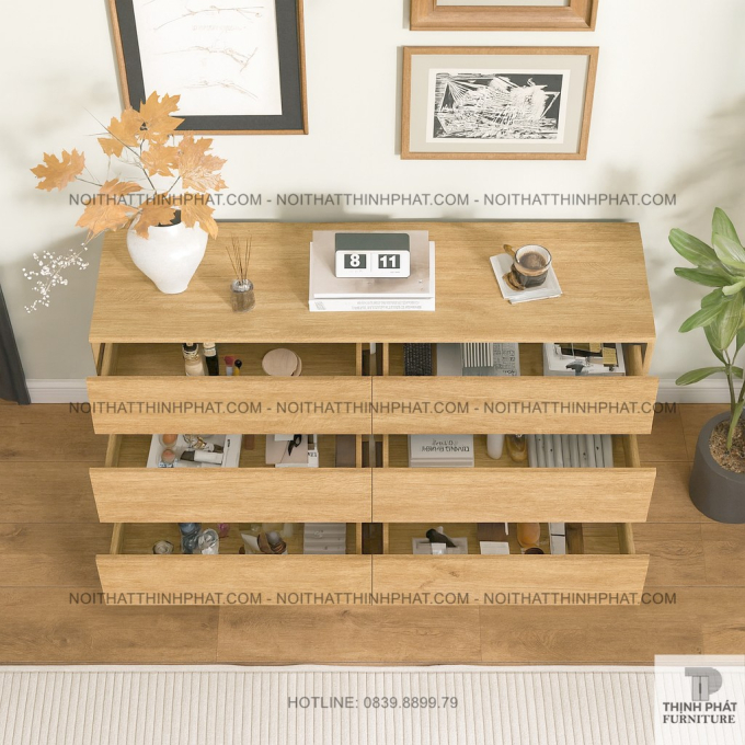 Tủ Hộc Kéo 6 Ngăn Gỗ Công Nghiệp MDF Màu Gỗ Sồi Tự Nhiên, Đựng Đồ Cá Nhân, Mỹ Phẩm, Tài Liệu TNK02
