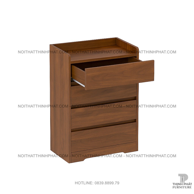 Tủ ngăn kéo gỗ MDF màu walnut 4 hộc, thiết kế thanh lịch, tối giản TNK12