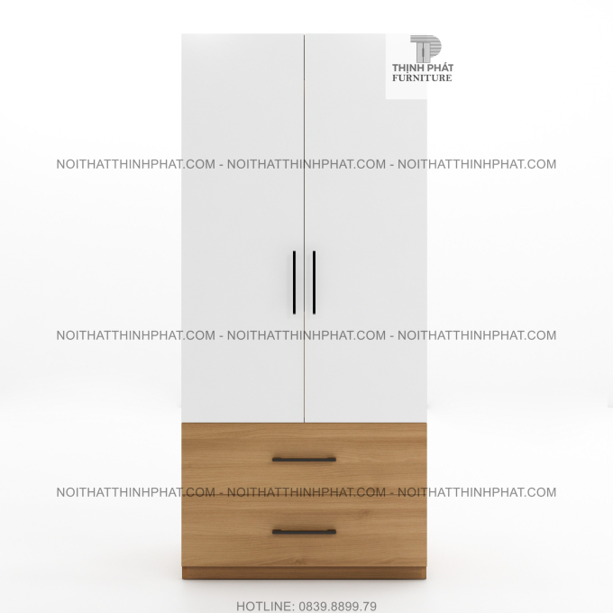 Tủ Quần Áo 0,8m X 2m Thiết Kế Hiện Đại, Nhỏ Gọn, 2 Hộc Kéo Lớn Bên Ngoài, Gỗ Mdf Phủ Melamine TQA01