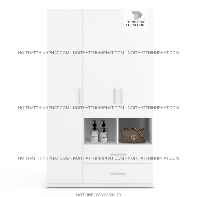 Tủ Quần Áo 1m2 X 2m, 3 Cánh Mở, 2 Hộc Kéo, Hiện Đại Thời Trang, TQA19