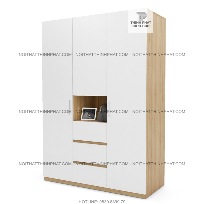 Tủ Quần Áo 1m4 X 2m, Hiện Đại, Thời Trang, 3 Hộc Kéo Ngoài TQA21