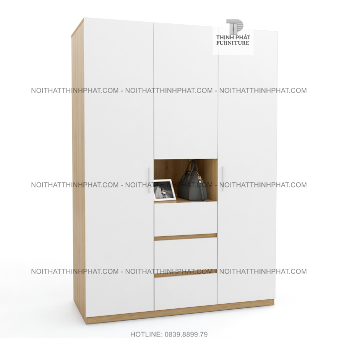 Tủ Quần Áo 1m4 X 2m, Hiện Đại, Thời Trang, 3 Hộc Kéo Ngoài TQA21