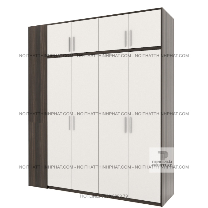Tủ Quần Áo 2 Tầng 4 Cánh Kèm Kệ Trưng Bày Bên Hông Phong Cách Bắc Âu TPHCM TQA92 (2M1 X 2M5)