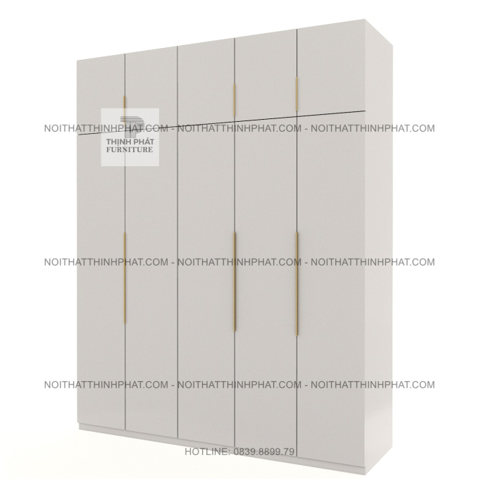 Tủ Quần Áo 2 Tầng 5 Cánh Gỗ MDF Phong Cách Hiện Đại TPHCM TQA94 (2M X 2M5)