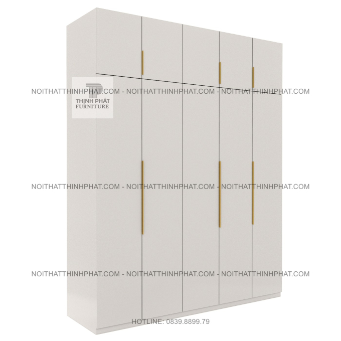 Tủ Quần Áo 2 Tầng 5 Cánh Gỗ MDF Phong Cách Hiện Đại TPHCM TQA94 (2M X 2M5)