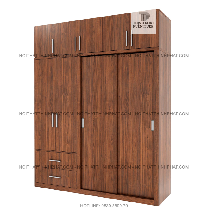Tủ Quần Áo 2 Tầng Cửa Lùa Mở Thiết Kế Hiện Đại TQA130 (2M X 2M5)