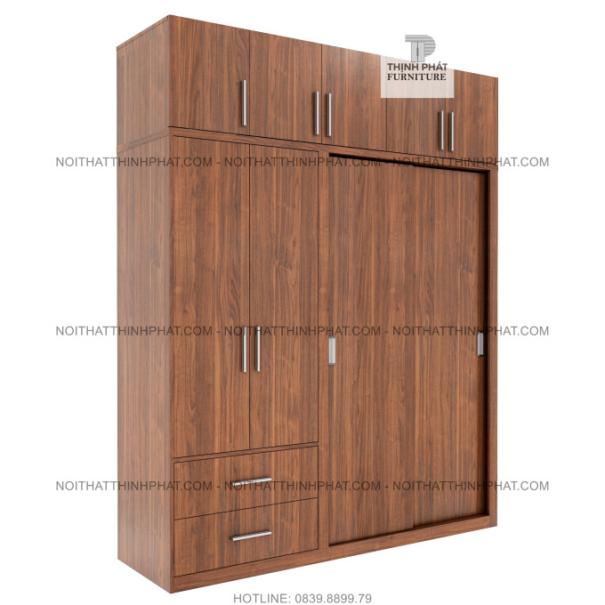 Tủ Quần Áo 2 Tầng Cửa Lùa Mở Thiết Kế Hiện Đại TQA130 (2M X 2M5)