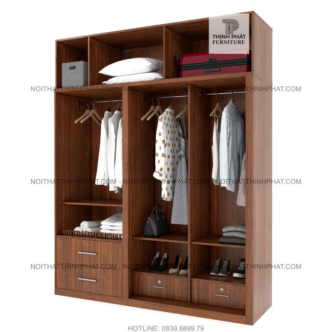Tủ Quần Áo 2 Tầng Cửa Lùa Mở Thiết Kế Hiện Đại TQA130 (2M X 2M5)