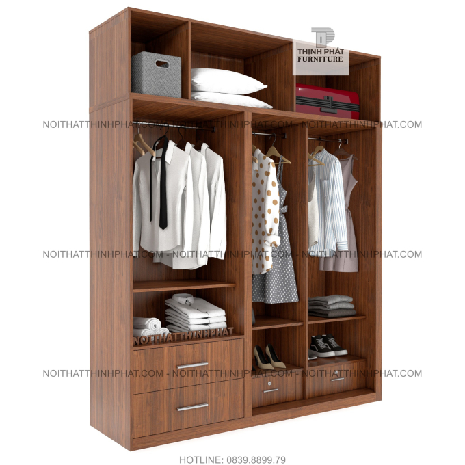 Tủ Quần Áo 2 Tầng Cửa Lùa Mở Thiết Kế Hiện Đại TQA130 (2M X 2M5)