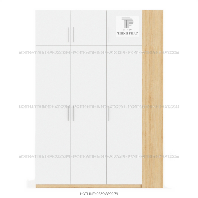 Tủ Quần Áo 2 Tầng Kèm Kệ Trang Trí Bên Hông TQA154 (1m6 x 2m5)