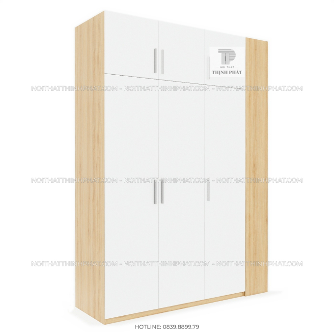 Tủ Quần Áo 2 Tầng Kèm Kệ Trang Trí Bên Hông TQA154 (1m6 x 2m5)
