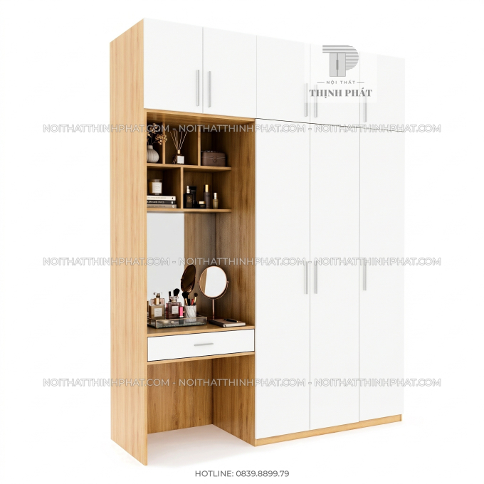 Tủ Quần Áo 2 Tầng Kết Hợp Bàn Trang Điểm TQA134 (2m x 2m5)