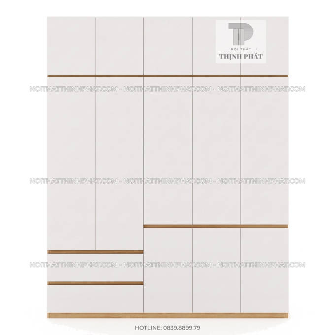 Tủ Quần Áo 2 Tầng Không Tay Nắm Nhiều Ngăn Tiện Dụng TQA116 (2m x 2m5)