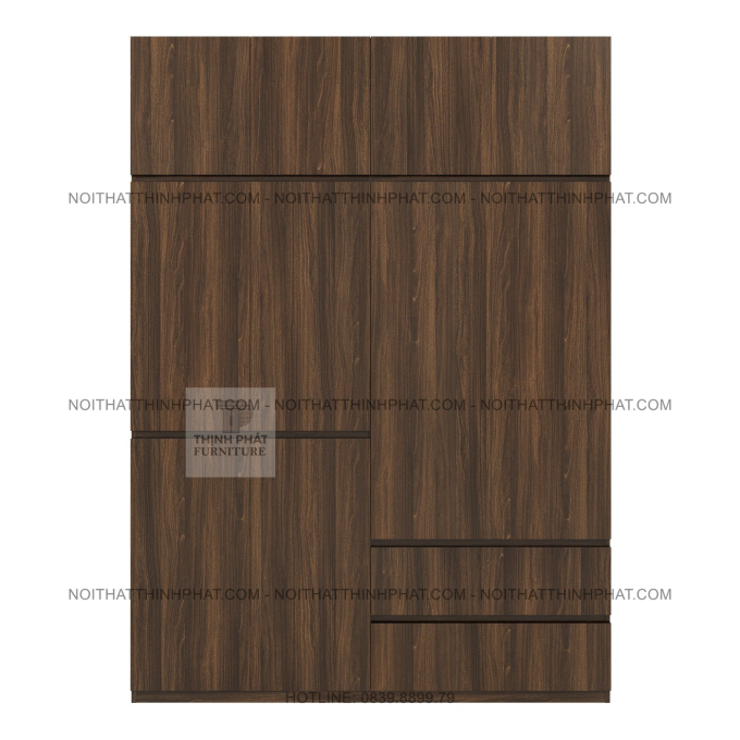 Tủ Quần Áo 2 Tầng MDF Không Tay Nắm, Nhiều Ngăn Treo Đồ Tiện Dụng TQA141 (1M8 X 2M5)