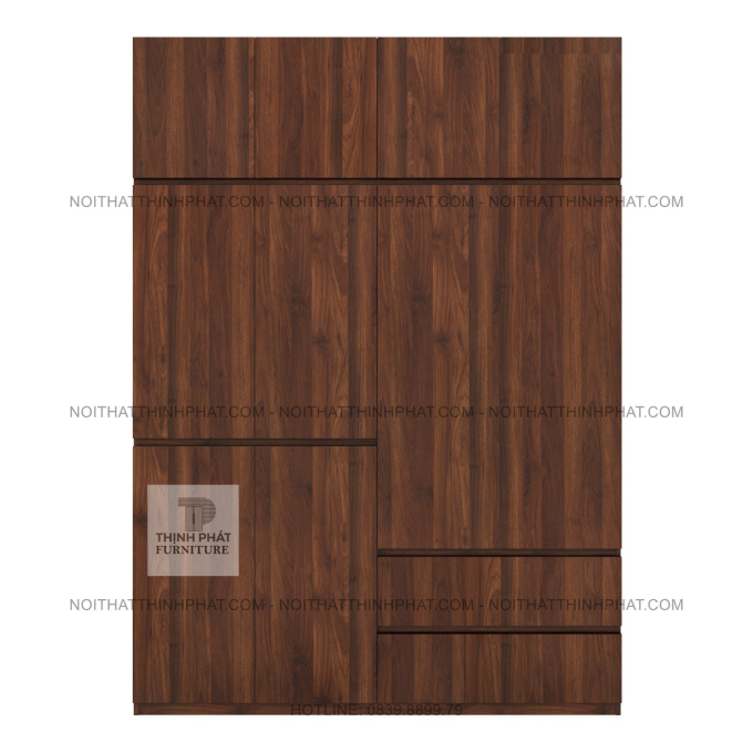 Tủ Quần Áo 2 Tầng MDF Không Tay Nắm, Nhiều Ngăn Treo Đồ Tiện Dụng TQA141 (1M8 X 2M5)