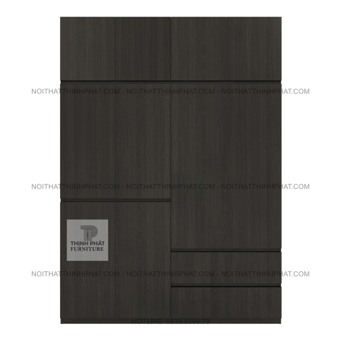 Tủ Quần Áo 2 Tầng MDF Không Tay Nắm, Nhiều Ngăn Treo Đồ Tiện Dụng TQA141 (1M8 X 2M5)