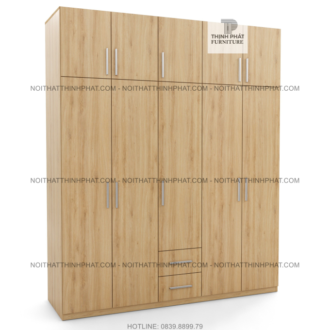 Tủ Quần Áo 2 Tầng Sát Trần Gỗ Công Nghiệp 5 Cánh Mở Phong Cách Hiện Đại TQA 71 (2m x 2m4)