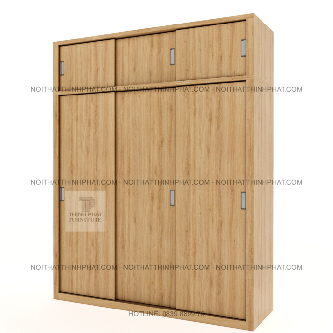 Tủ Quần Áo 2 Tầng Thiết Kế 3 Cửa Lùa, Nhiều Khoang Treo Hiện Đại Sang Trọng TQA85 (2M X 2M5)