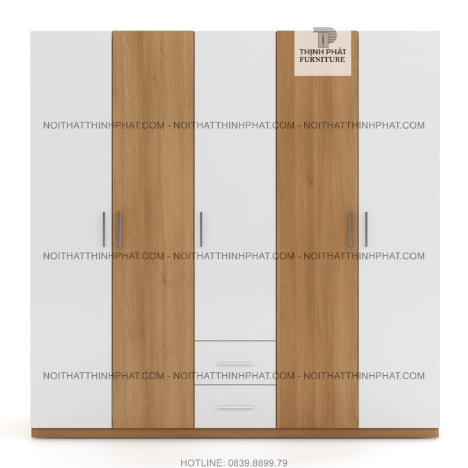 Tủ quần áo 2m x 2m, 5 cửa mở, kiểu dáng sang trọng TQA15