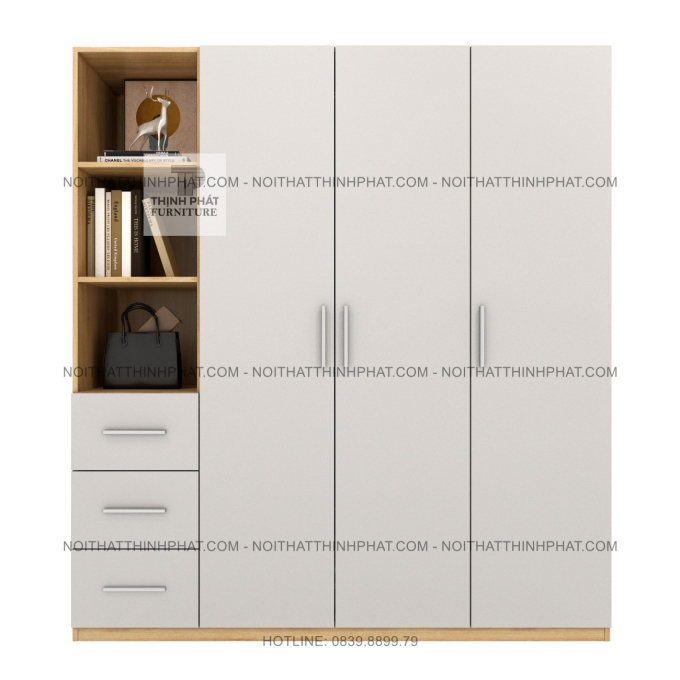 Tủ Quần Áo 3 Cánh Có Kệ Hở – Thiết Kế Đa Năng Treo Đồ Kết Hợp Kệ Trưng Bày TPHCM TQA131 (1M6 X 2M)