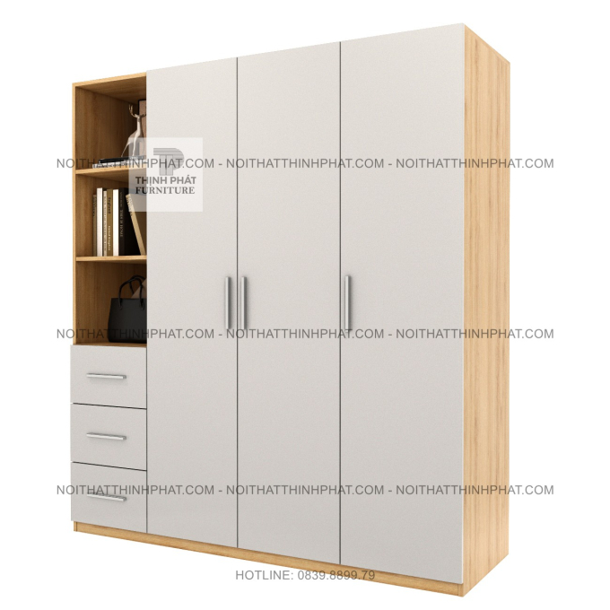 Tủ Quần Áo 3 Cánh Có Kệ Hở – Thiết Kế Đa Năng Treo Đồ Kết Hợp Kệ Trưng Bày TPHCM TQA131 (1M6 X 2M)