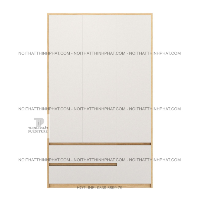 Tủ Quần Áo 3 Cánh Mở, 2 Ngăn Kéo Không Tay Nắm Phong Cách Tối Giản Tại TPHCM TQA95 (1M2 X 2M)