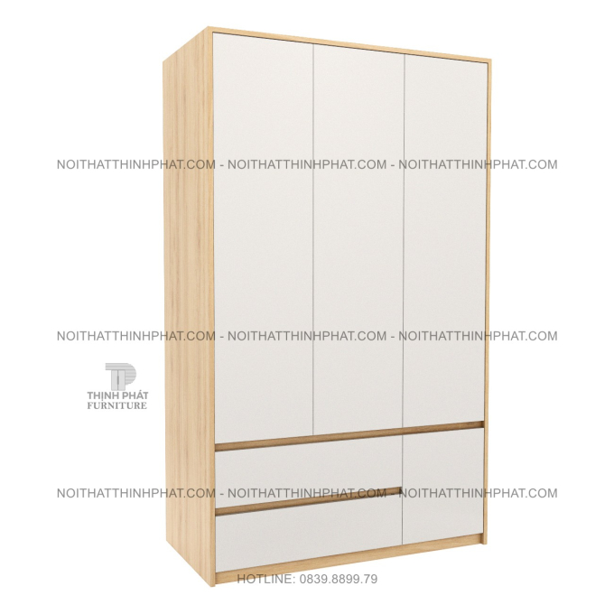 Tủ Quần Áo 3 Cánh Mở, 2 Ngăn Kéo Không Tay Nắm Phong Cách Tối Giản Tại TPHCM TQA95 (1M2 X 2M)