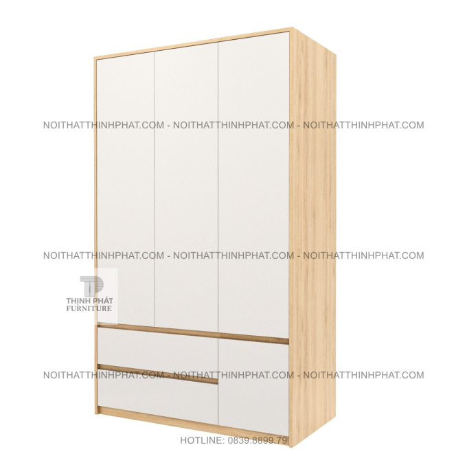 Tủ Quần Áo 3 Cánh Mở, 2 Ngăn Kéo Không Tay Nắm Phong Cách Tối Giản Tại TPHCM TQA95 (1M2 X 2M)