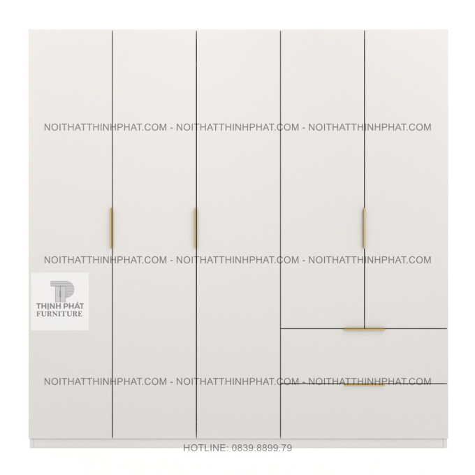 Tủ Quần Áo 5 Cánh Gỗ MDF Melamine Nhiều Khoang Treo Và Hộc Kéo Rộng Tại TPHCM TQA65 (2M X 2M)