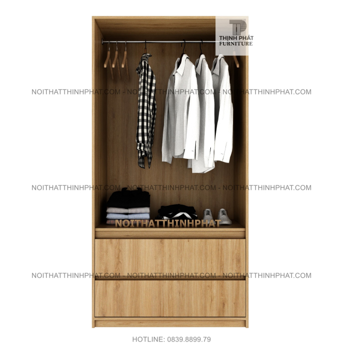 Tủ Quần Áo Cửa Mở Không Tay Nắm Thiết Kế Sang Trọng TQA75 (1M X 2M)