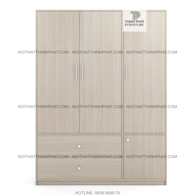 Tủ Quần Áo Gỗ Công Nghiệp 3 Cửa Mở Màu Vân Gỗ Sang Trọng 1M4 X 2M TQA48