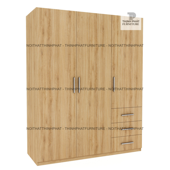 Tủ Quần Áo Gỗ Công Nghiệp Cửa Mở, 3 Cánh Màu Vân Gỗ, Sang Trọng, Hiện Đại (1M6 X 2M) TQA74  